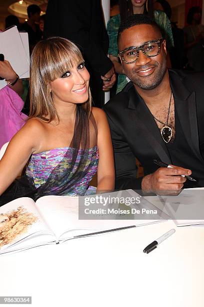 Adrienne Bailon and Kieth Campbell attend the "Cuts Of Our Infirmities" book launch party at the Tracy Reese Boutique on April 22, 2010 in New York...