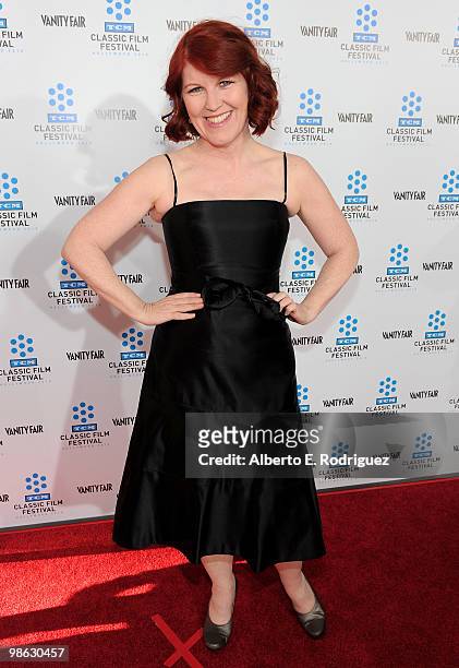 Actress Kate Flannery arrives at the TCM Classic Film Festival's gala opening night world premiere of the newly restored film "A Star Is Born" at...