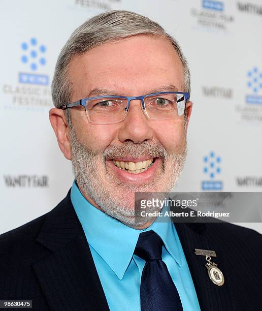 Film critic Leonard Maltin arrives at the TCM Classic Film Festival's gala opening night world premiere of the newly restored film "A Star Is Born"...