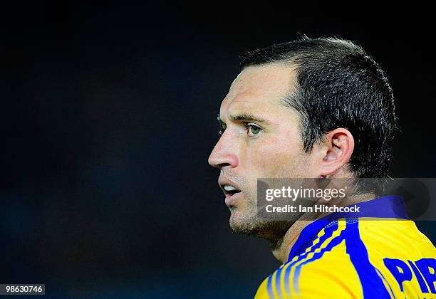 Luke Burt of the Eels looks on during the round seven NRL match between the North Queensland Cowboys and the Parramatta Eels at Dairy Farmers Stadium...