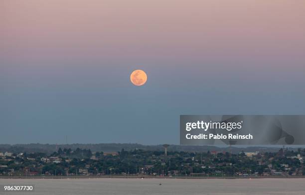 luna llena sobre la ciudad. - luna llena 個照片及圖片檔