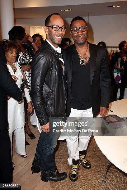 Sam Fine and Kieth Campbell attend the "Cuts Of Our Infirmities" book launch party at the Tracy Reese Boutique on April 22, 2010 in New York City.