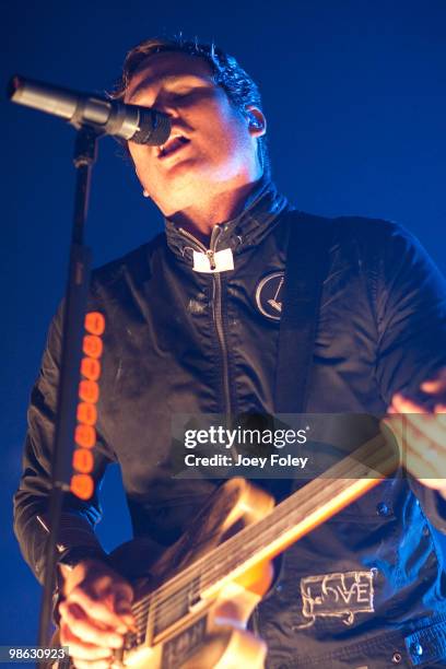 Tom DeLonge of Angels & Airwaves performs at the Lifestyle Communities Pavilion on April 22, 2010 in Columbus, Ohio.