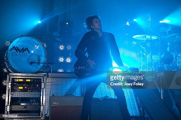 David Kennedy of Angels & Airwaves performs at the Lifestyle Communities Pavilion on April 22, 2010 in Columbus, Ohio.