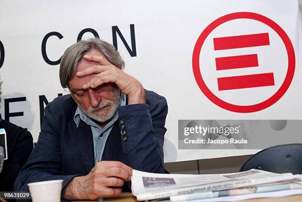 Gino Strada, founder of Italian aid agency Emergency, attends a press conference at the agency's headquarters on April 23, 2010 in Milan, Italy....