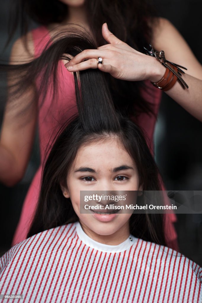 Teenage Girl Getting Hair Cut At Salon High-Res Stock Photo - Getty Images Teenage Girl Getting Hair Cut At Salon High-Res Stock Photo - Getty Images