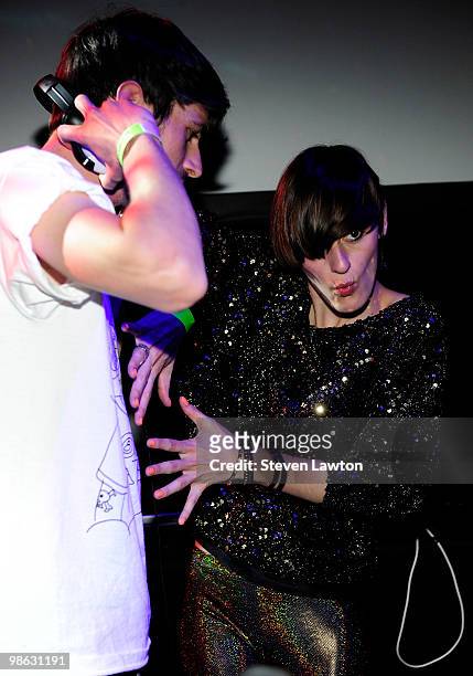 Producer Grand Marnier and french singer Yelle perform at Down & Derby Roller-Disco inside the Rain Nightclub on April 22, 2010 in Las Vegas, Nevada.