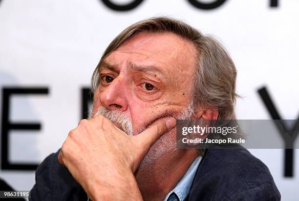 Gino Strada, founder of Italian aid agency Emergency, attends a press conference at the agency's headquarters on April 23, 2010 in Milan, Italy....