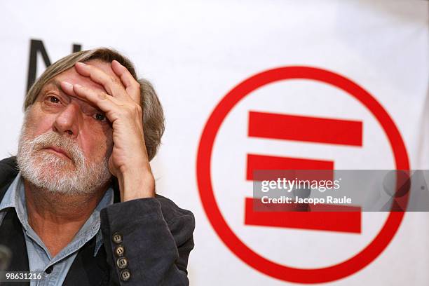 Gino Strada, founder of Italian aid agency Emergency, attends a press conference at the agency's headquarters on April 23, 2010 in Milan, Italy....