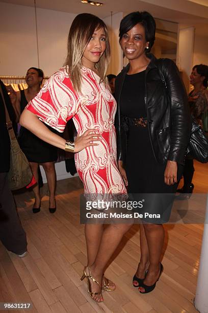 Celebrity Blogger Tia Walker and Danita King attends the "Cuts Of Our Infirmities" book launch party at the Tracy Reese Boutique on April 22, 2010 in...