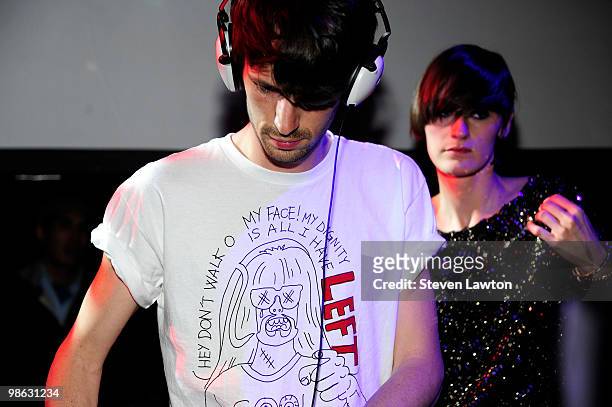 Producer Grand Marnier and french singer Yelle perform at Down & Derby Roller-Disco inside the Rain Nightclub on April 22, 2010 in Las Vegas, Nevada.