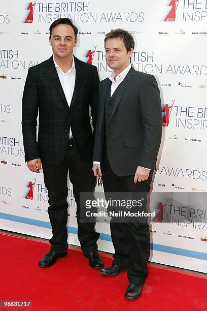 Anthony McPartlin and Declan Donnelly arrive for The British Inspiration Awards on April 23, 2010 in London, England.