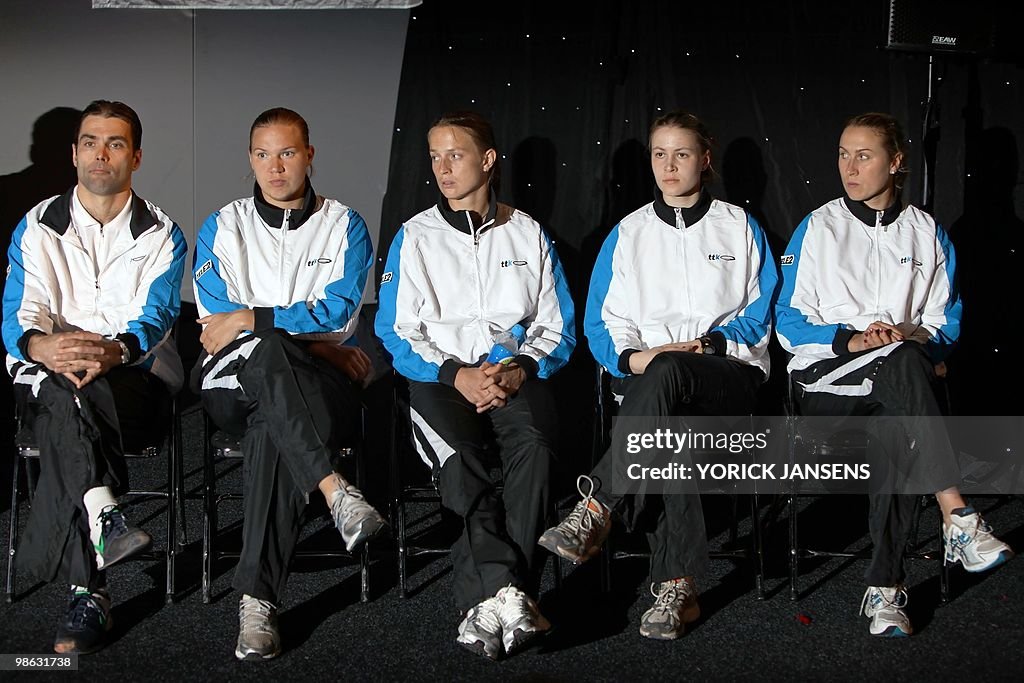 From Left The Estonian tennis team coqch