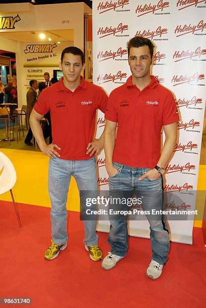 Fonsi Nieto and Yannick Guerra attend 'Expofranquicia' on April 23, 2010 in Madrid, Spain. Nieto and Guerra are the ambassadors of 'Holiday Gym'.