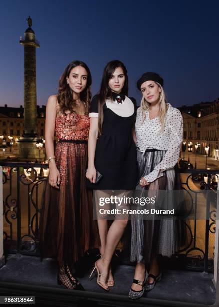 Tamara Kalinic, Doina Ciobanu and Camila Carril attend the Maison Christian Dior Dinner at the Maison Christian Dior Apartment at Place Vendome on...