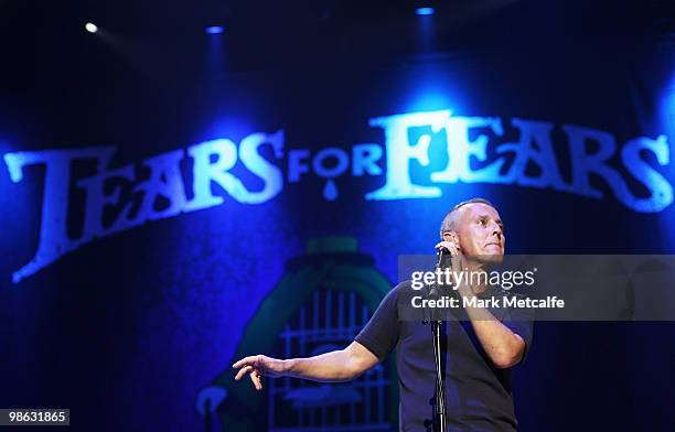 Curt Smith of Tears For Fears performs on stage during their concert at the Sydney Entertainment Centre on April 23, 2010 in Sydney, Australia.