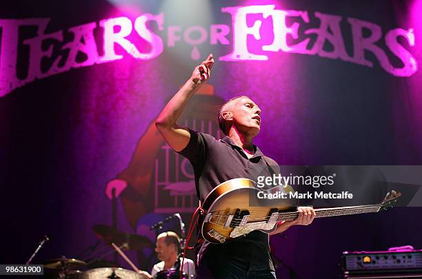 Curt Smith of Tears For Fears performs on stage during their concert at the Sydney Entertainment Centre on April 23, 2010 in Sydney, Australia.