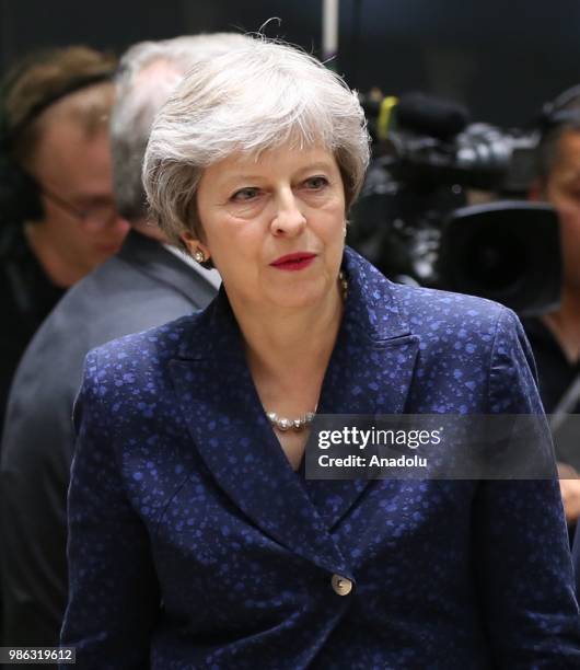 British Prime Minister Theresa May attends the EU Leaders summit in Brussels, Belgium, 28 June 2018. The summit, which gathers 28 EU leaders, is to...