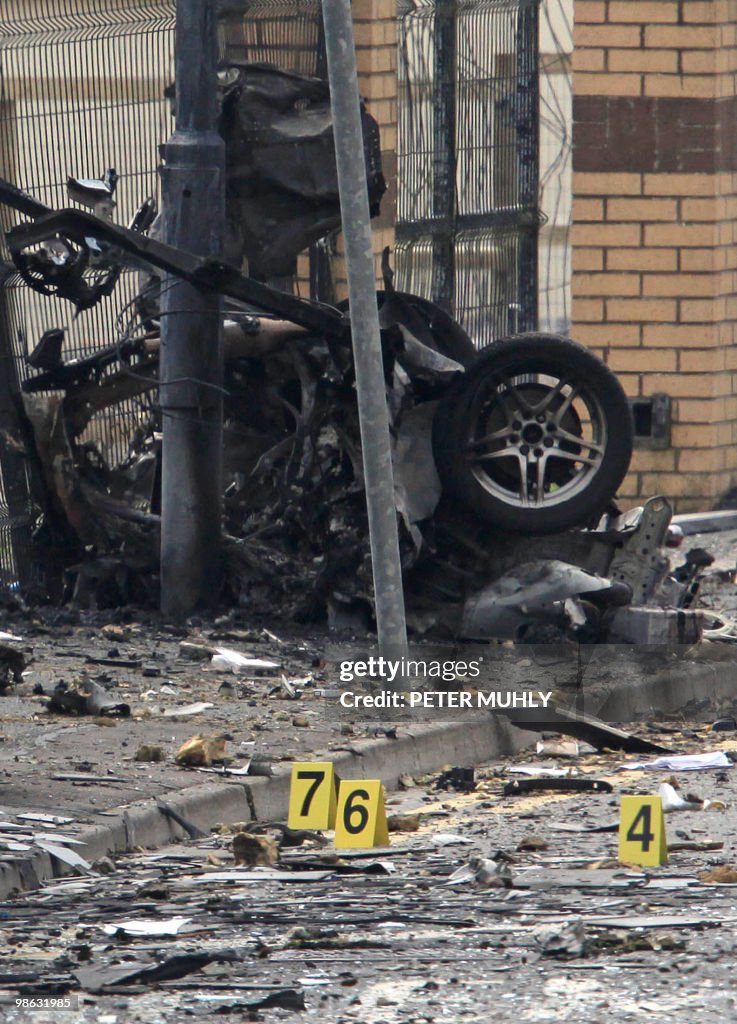 The remains of a car bomb that exploded