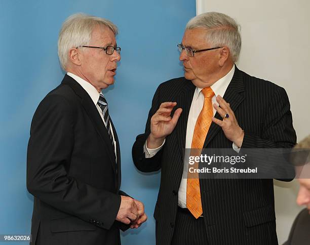 Theo Zwanziger , president of the German football association and Reinhard Rauball , president of the German Football League attend the round table...