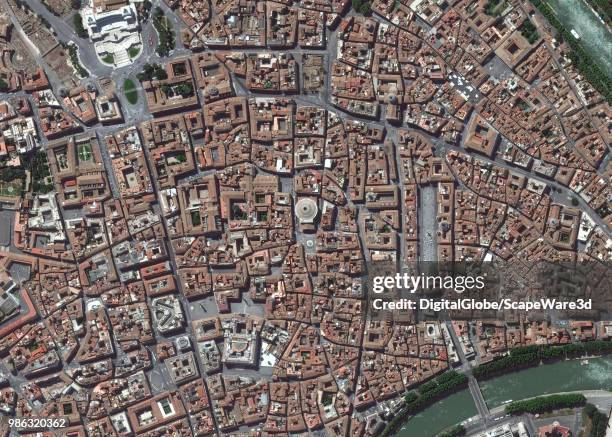 DigitalGlobe via Getty Images Satellite Imagery of the Pantheon in Rome, Italy.