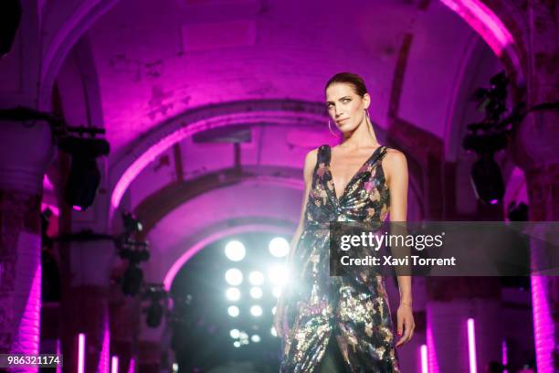 Laura Sanchez walks the runway at the Maite by Lola Casademunt show during the Barcelona 080 Fashion Week on June 28, 2018 in Barcelona, Spain.