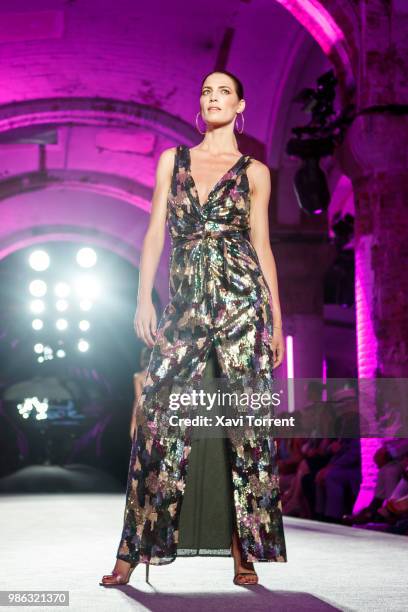 Laura Sanchez walks the runway at the Maite by Lola Casademunt show during the Barcelona 080 Fashion Week on June 28, 2018 in Barcelona, Spain.