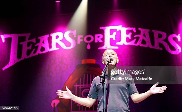 Curt Smith of Tears For Fears performs on stage during their concert at the Sydney Entertainment Centre on April 23, 2010 in Sydney, Australia.