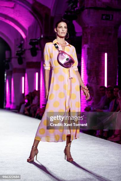 Laura Sanchez walks the runway at the Maite by Lola Casademunt show during the Barcelona 080 Fashion Week on June 28, 2018 in Barcelona, Spain.