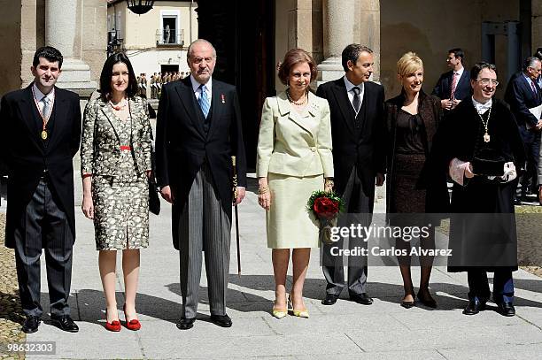 Spanish Culture Minister Angeles Gonzalez Sinde , King Juan Carlos of Spain, Queen Sofia of Spain, President Jose Luis Rodriguez Zapatero and wife...