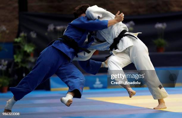 Busra Katipoglu of Turkey in action against Fazliu Laura of Kosovo during the Taekwondo Women's 57-63 kg bronze medal match within the XVIII...