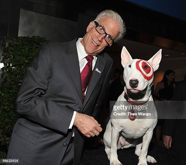 Ted Danson and Bullseye the Dog attend A Bid to Save the Earth green auction at Christie's on April 22, 2010 in New York City.