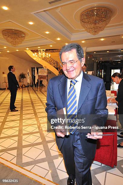 Italian ex-premier Romano Prodi attends the conference of Prometeia at hotel Carlton on April 23, 2010 in Bologna, Italy.