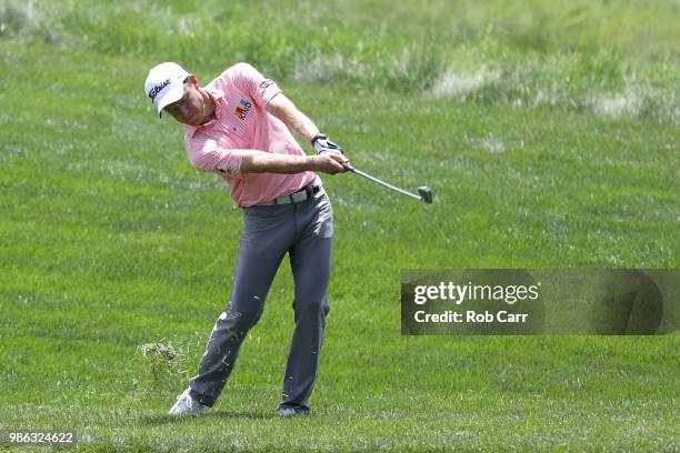 Peter Malnati plays a shot on the 16th hole during the first round of the Quicken Loans National at TPC Potomac on June 28, 2018 in Potomac, Maryland.