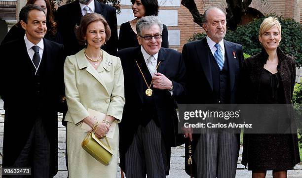 President Jose Luis Rodriguez Zapatero, Queen Sofia of Spain, Mexican writer Jose Emilio Pacheco, King Juan Carlos of Spain and Sonsoles Espinosa...