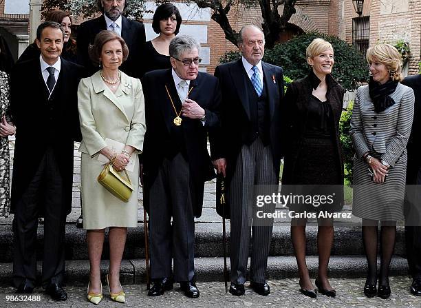 President Jose Luis Rodriguez Zapatero, Queen Sofia of Spain, Mexican writer Jose Emilio Pacheco, King Juan Carlos of Spain Sonsoles Espinosa and...