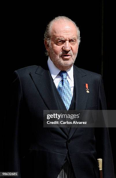 King Juan Carlos of Spain arrives at the Alcala de Henares University to attend the Cervantes prize ceremony to Mexican writer Jose Emilio Pacheco,...