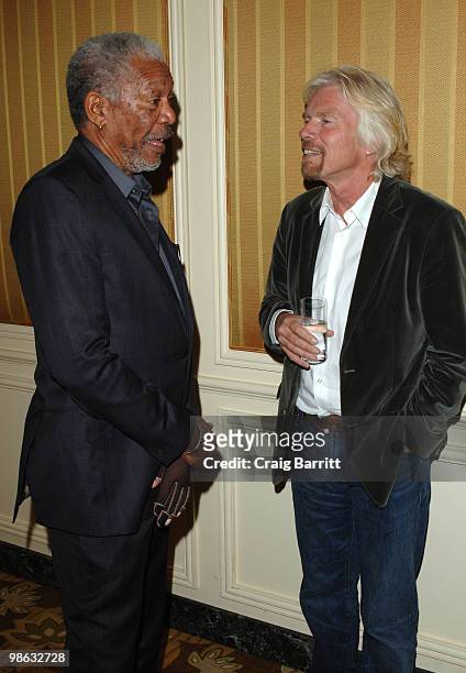 Richard Branson and Morgan Freeman arrives at BritWeek's Save The Children And Virgin Unite Charity Event at the Beverly Wilshire hotel on April 22,...