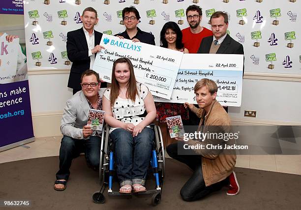 Comedians Lee Evans, Michael Mcintyre, Shappi Khorsandi, Mark Watson, Jack Dee Alan Carr and Kevin Bishop pose at a photocall for the Great Ormond...