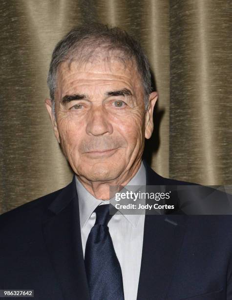 Actor Robert Forster poses backstage at the Academy Of Science Fiction, Fantasy & Horror Films' 44th Annual Saturn Awards held at The Castaway on...