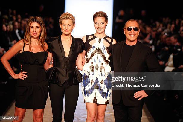 Fashion Director of Elle and Marie Claire Nina Garcia, singer Faith Hill, Heidi Klum and Michael Kors walk the runway at the Project Runway Fall 2010...