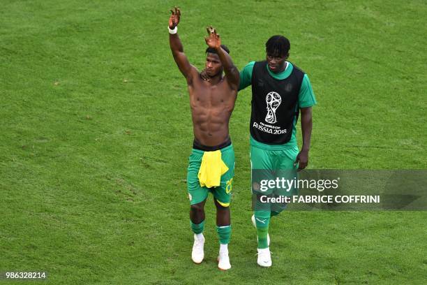 Senegal's forward Keita Balde reacts at the end of the Russia 2018 World Cup Group H football match between Senegal and Colombia at the Samara Arena...