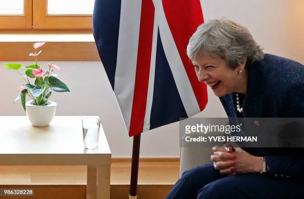 British Prime Minister Theresa May hold a bilateral meeting with Irish Prime Minister during an European Union leaders' summit focused on migration,...