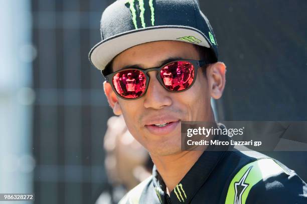 Hafizh Syahrin of Malaysia and Monster Yamaha Tech 3 looks on during the pre-event "MotoGP riders will get a lesson of self-defense, with Dutch...