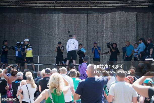 The MotoGP riders play during the pre-event "MotoGP riders will get a lesson of self-defense, with Dutch Kickboxing World Champion Sarel de Jong and...