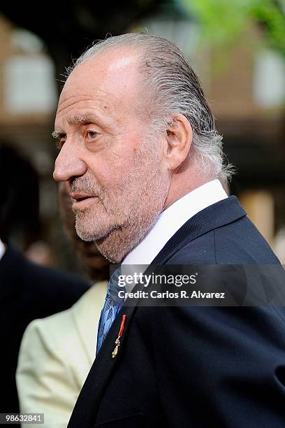 King Juan Carlos of Spain arrives at the Alcala de Henares University to attend the Cervantes prize ceremony to Mexican writer Jose Emilio Pacheco,...