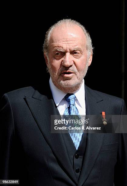 King Juan Carlos of Spain arrives at the Alcala de Henares University to attend the Cervantes prize ceremony to Mexican writer Jose Emilio Pacheco,...