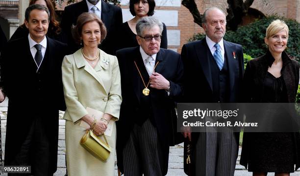 President Jose Luis Rodriguez Zapatero, Queen Sofia of Spain, Mexican writer Jose Emilio Pacheco, King Juan Carlos of Spain and Sonsoles Espinosa...