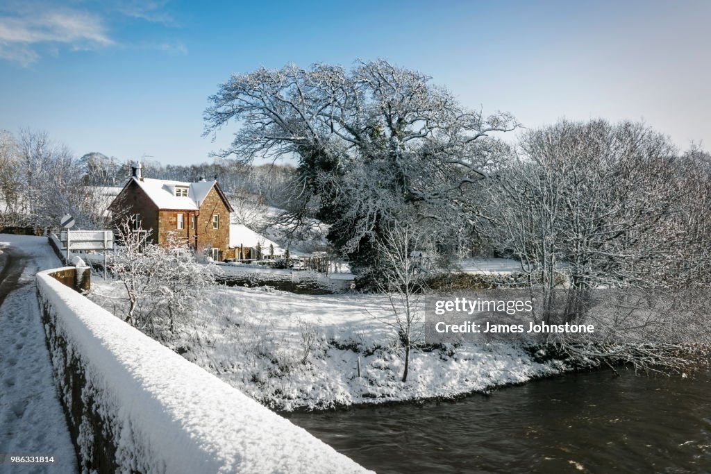 Cleuchhead Lodge during winter in Dumfries and Galloway, Scotland.