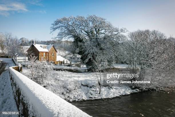 cleuchhead lodge during winter in dumfries and galloway, scotland. - dumfries and galloway stock pictures, royalty-free photos & images